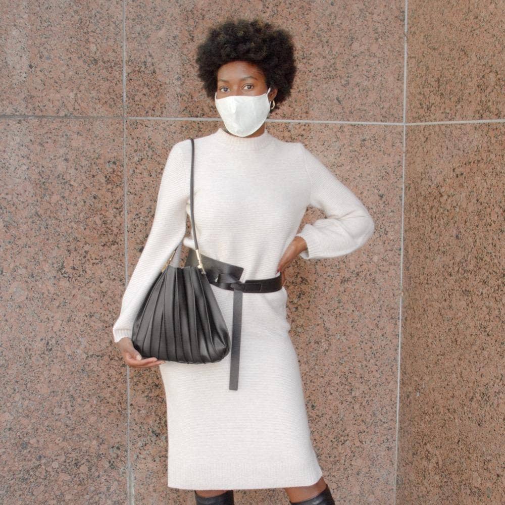 Carrie Textured Shoulder Bag in Black