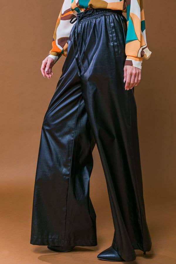 Faux Leather Wide Leg Pant