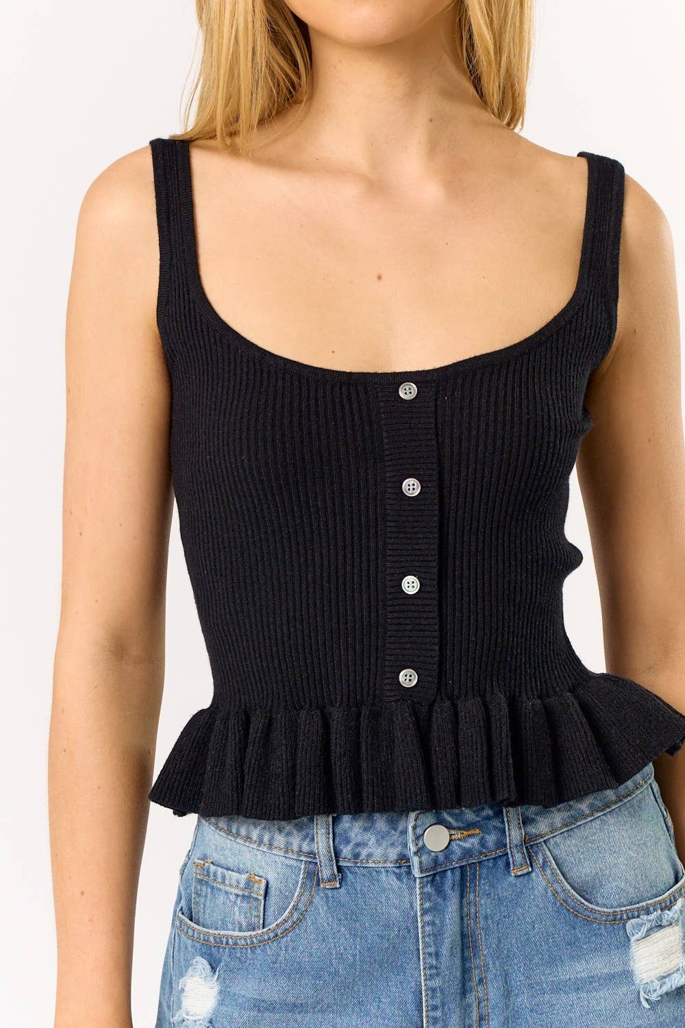 Sweater Ruffle Tank Top