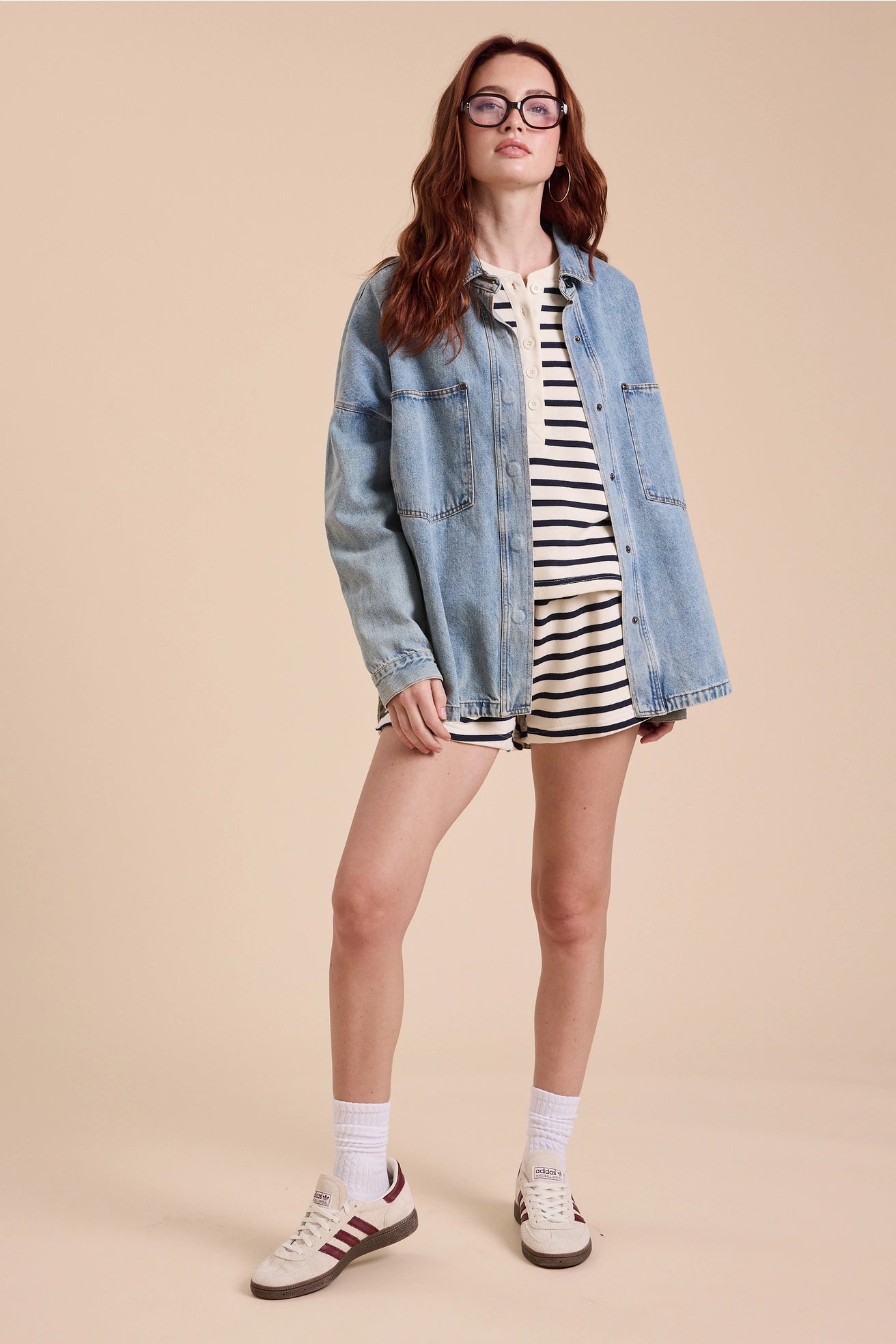 Meg Shacket in Light Denim image 3
