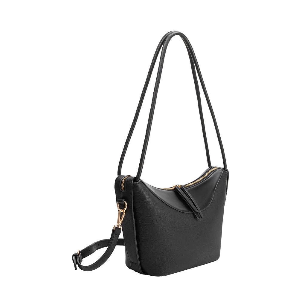 Wesley Black Recycled Vegan Leather Shoulder Bag