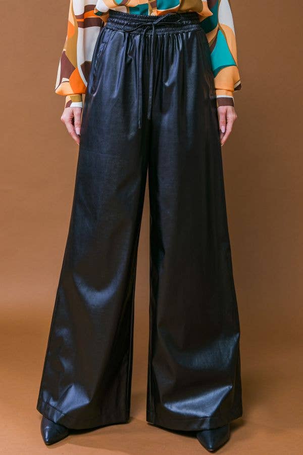 Faux Leather Wide Leg Pant