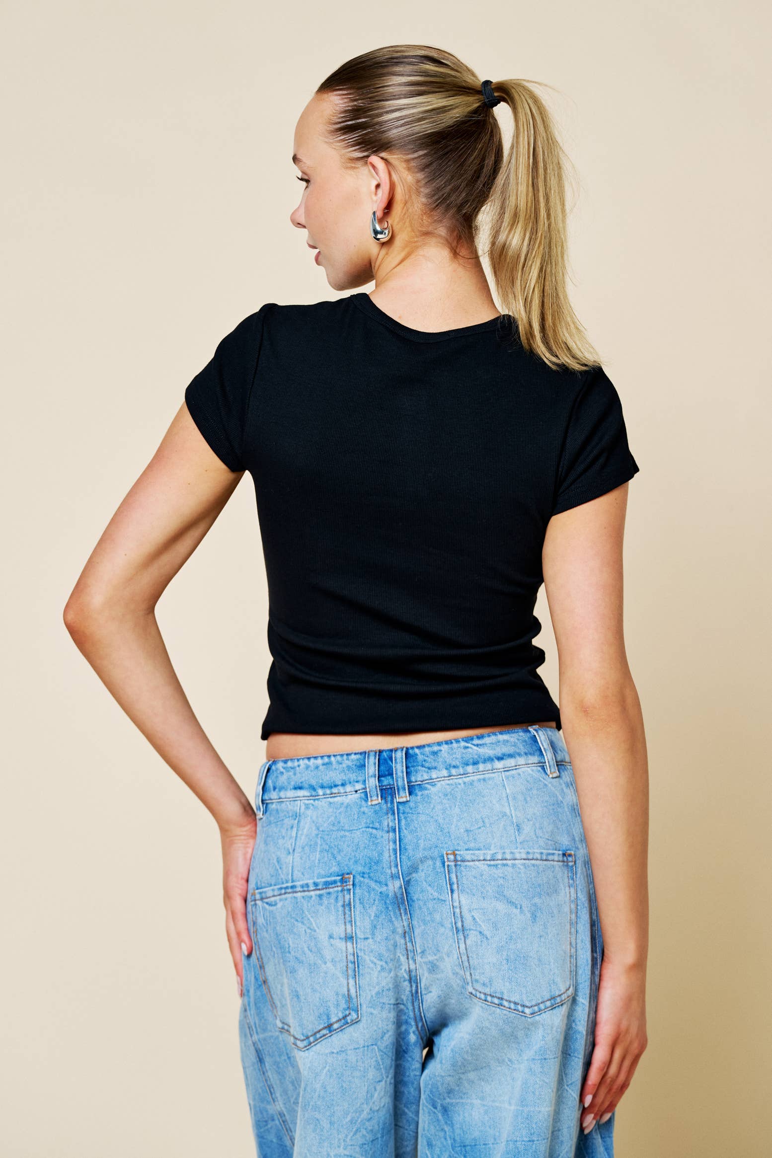 Ribbed Button Down Knit Top