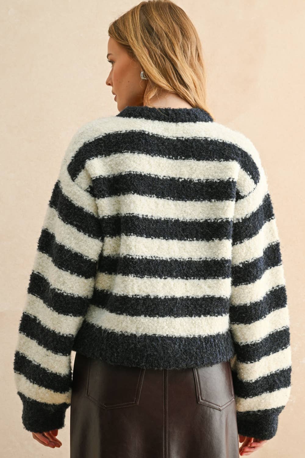 BOUCLE Striped SWEATER CARDIGAN