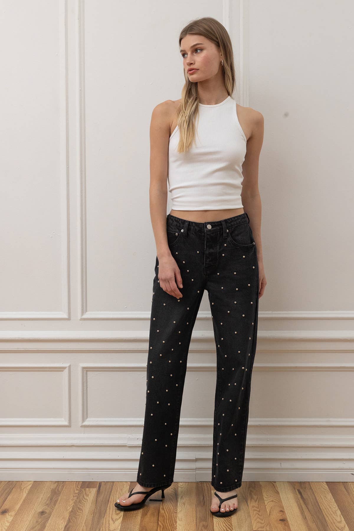 Studded Straight Leg Denim