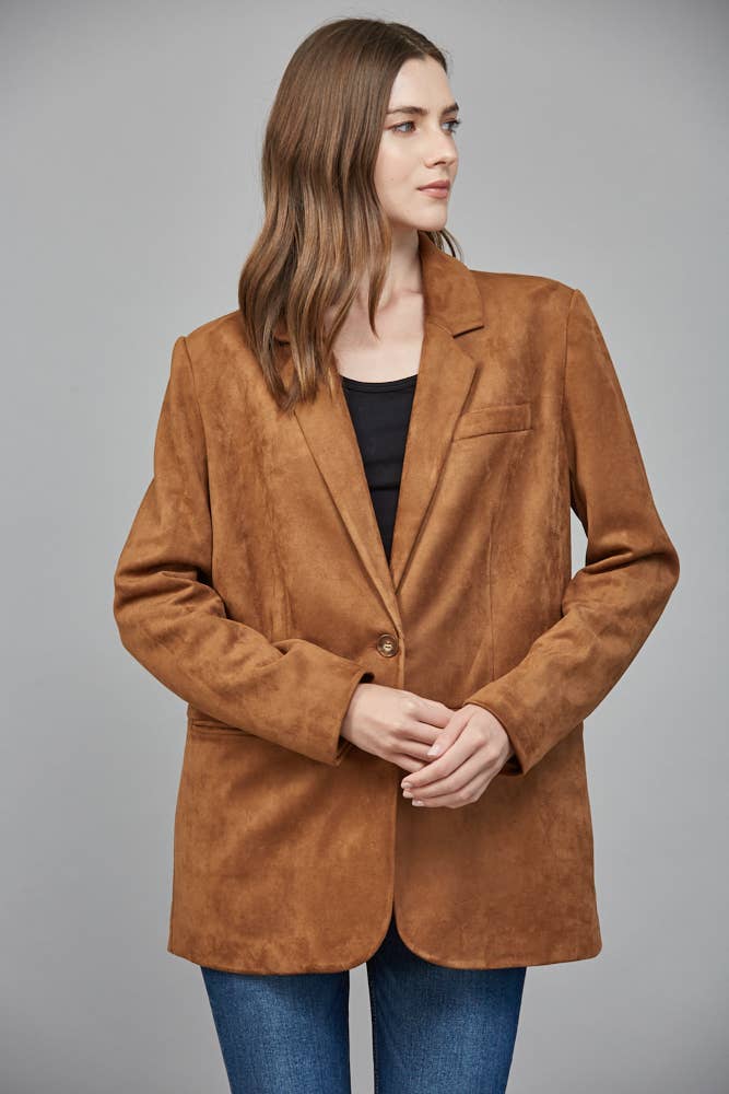FAUX SUEDE RELAXED FIT BLAZER
