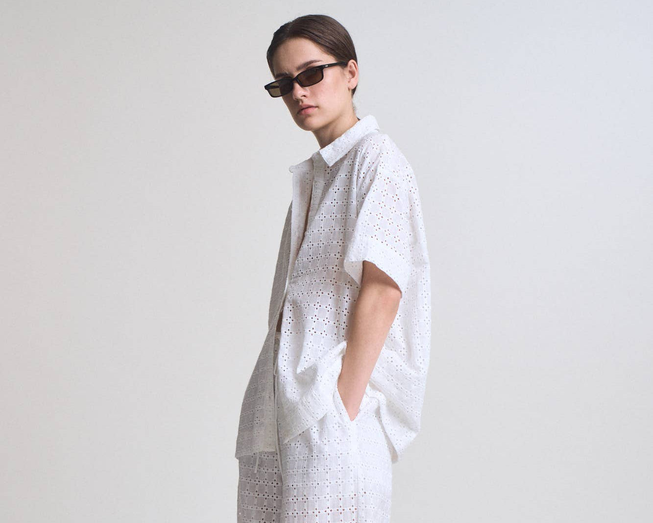 SQUARE EYELET SHIRT
