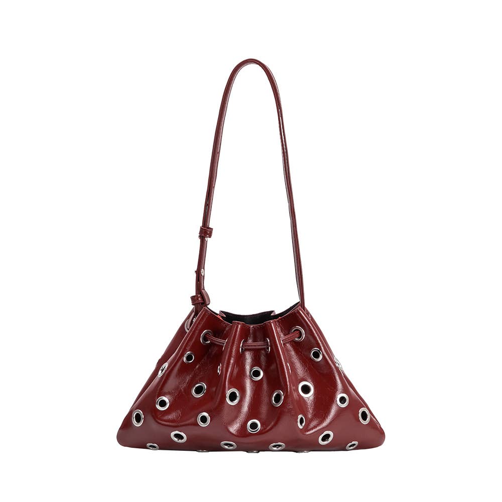 Paloma Burgundy Grommet Crossbody Bag