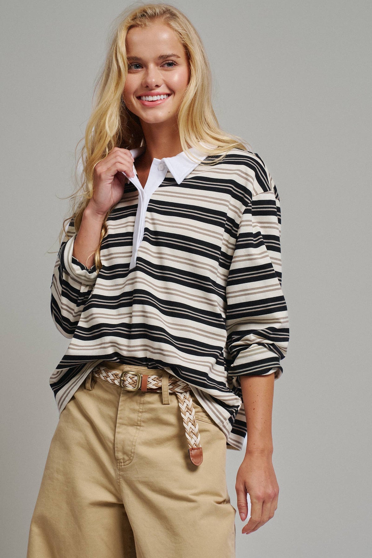 Rae Striped Rugby Polo