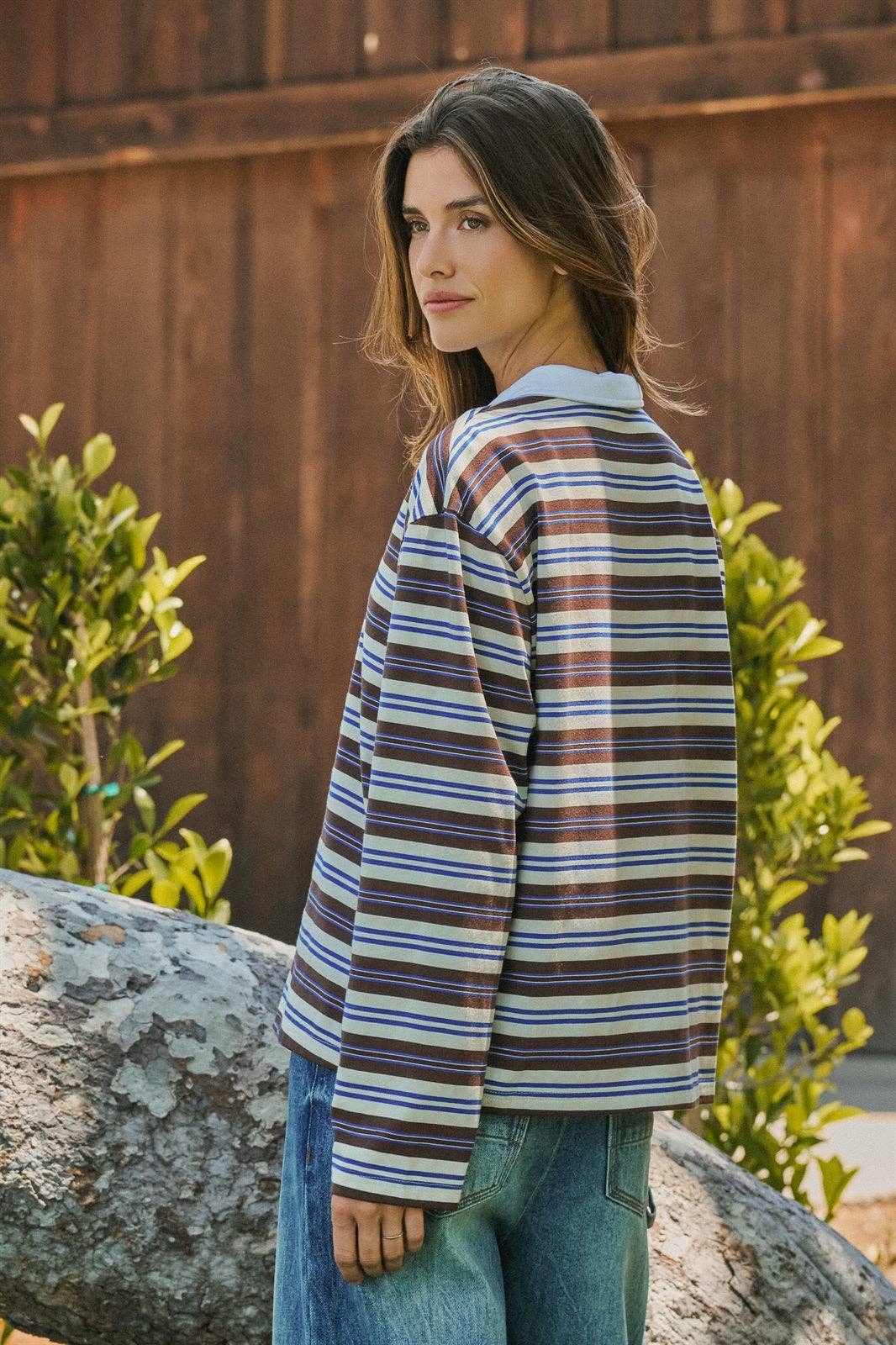 Rae Striped Rugby Polo