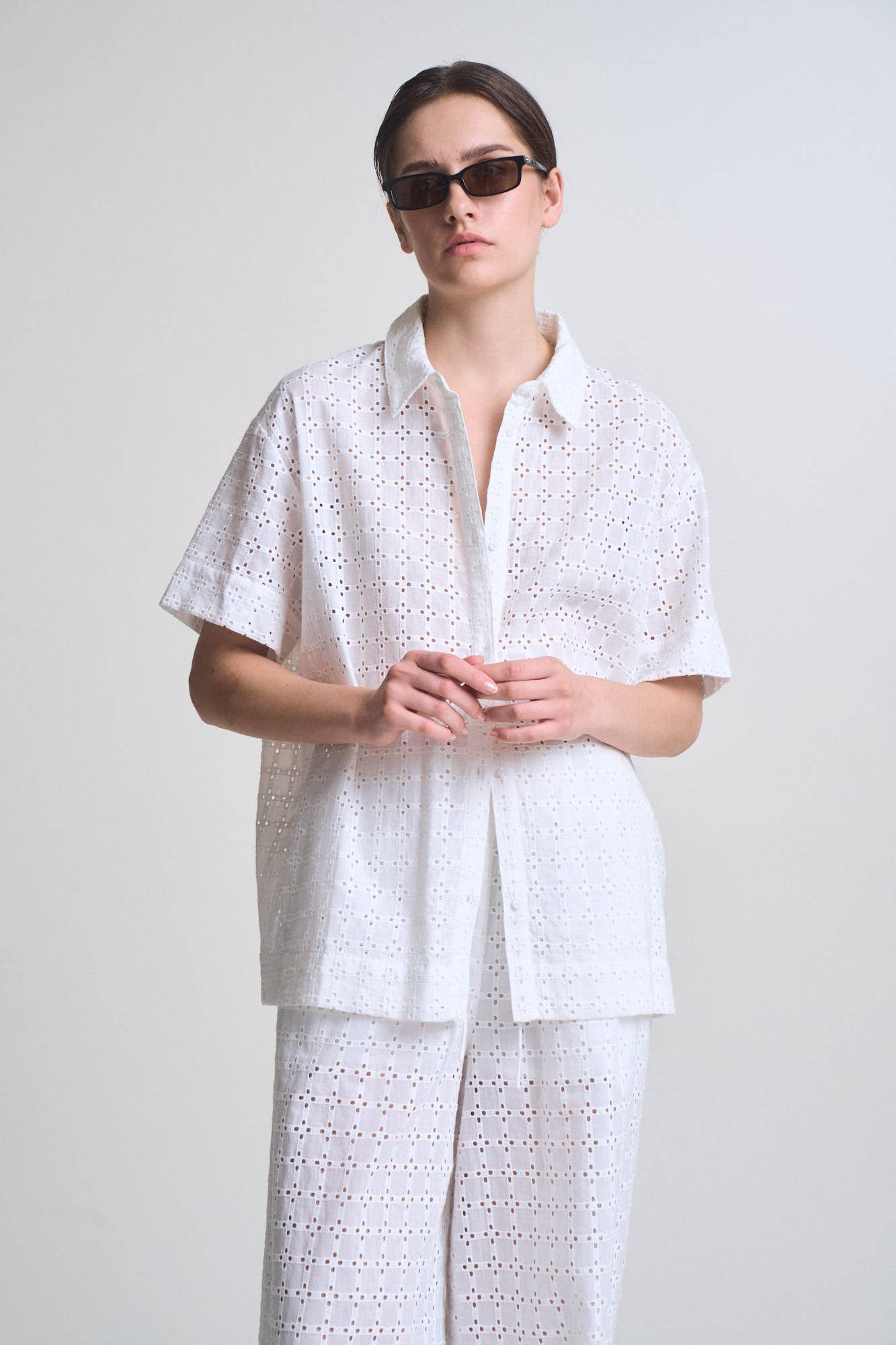 SQUARE EYELET SHIRT