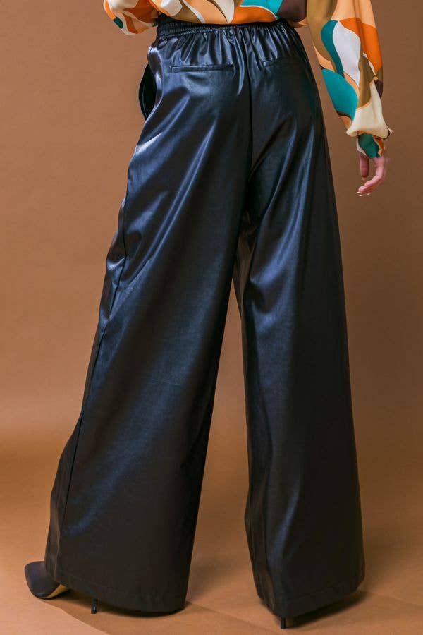 Faux Leather Wide Leg Pant