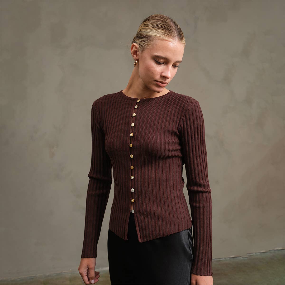 Nel Slim Fit Knit Button Top