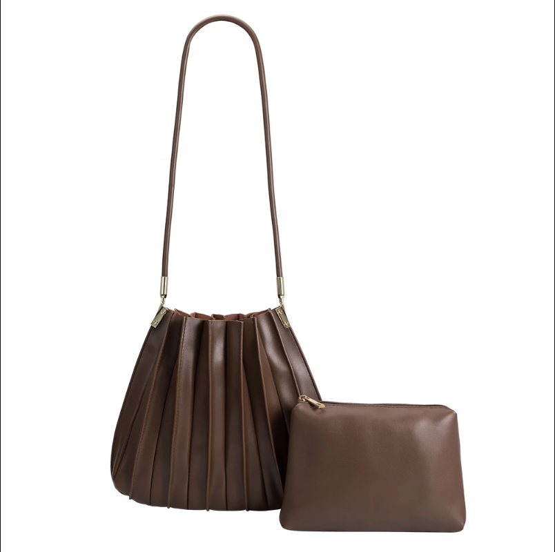 Carrie Textured Shoulder Bag in Chocolate