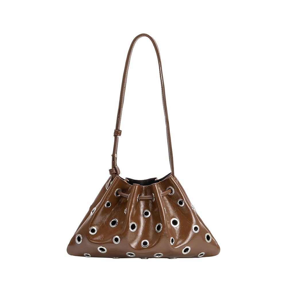 Paloma Chocolate Grommet Crossbody Bag