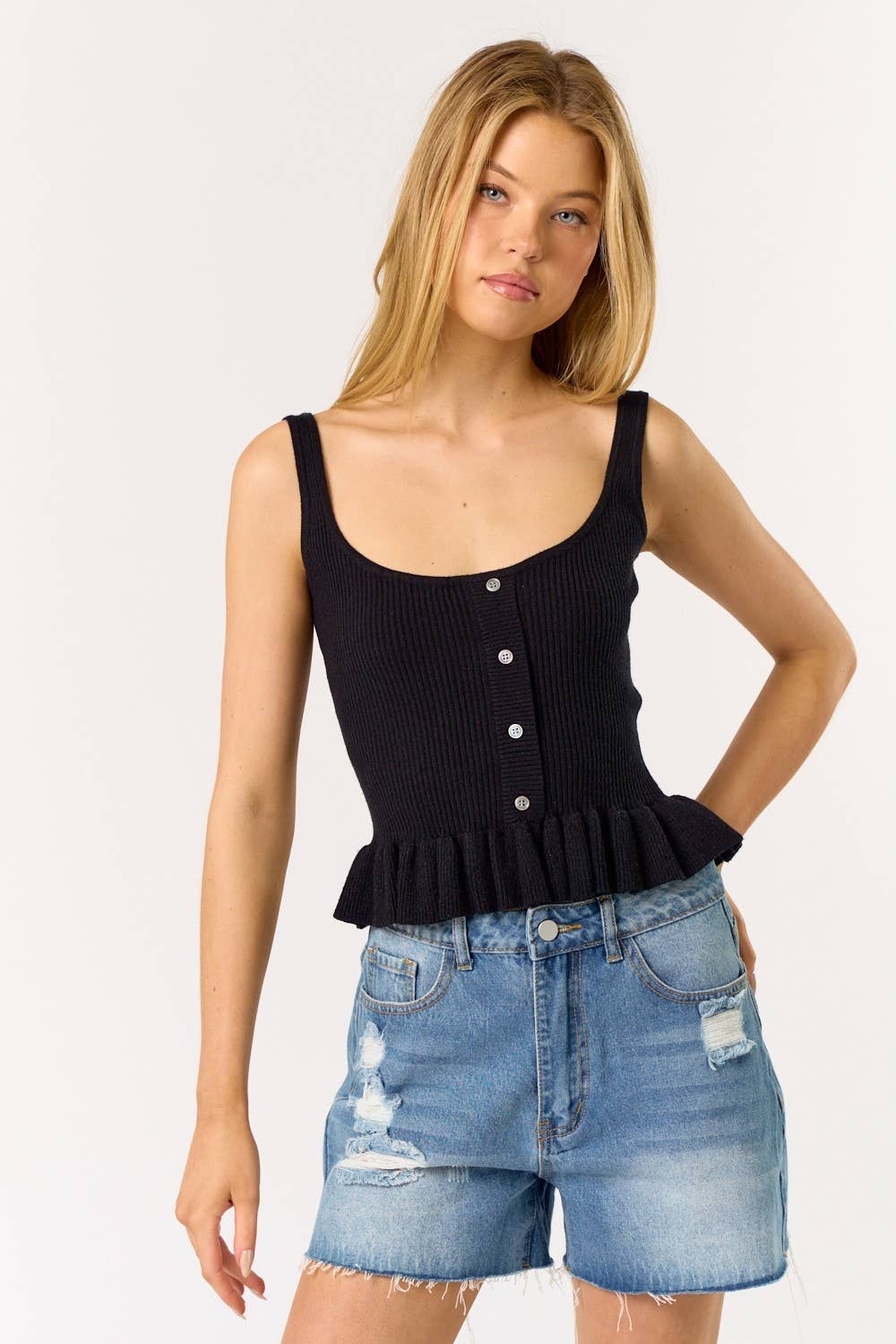 Sweater Ruffle Tank Top