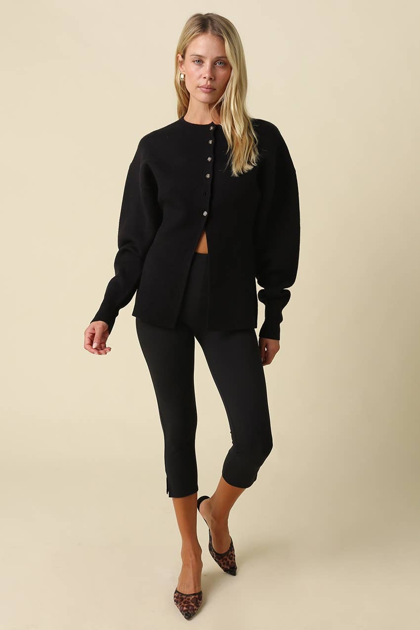 Goldie Button Front Peplum Sweater