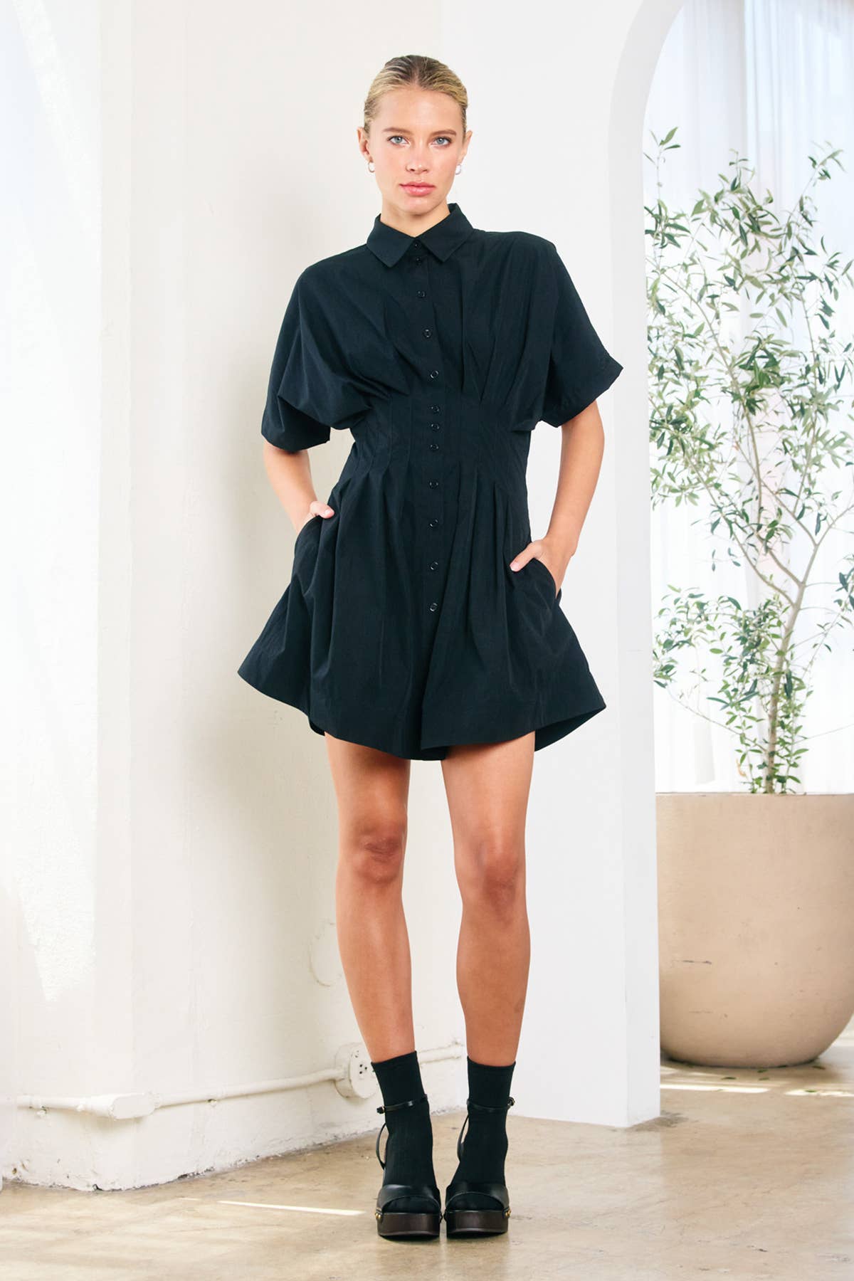 Pintuck Shirt Dress