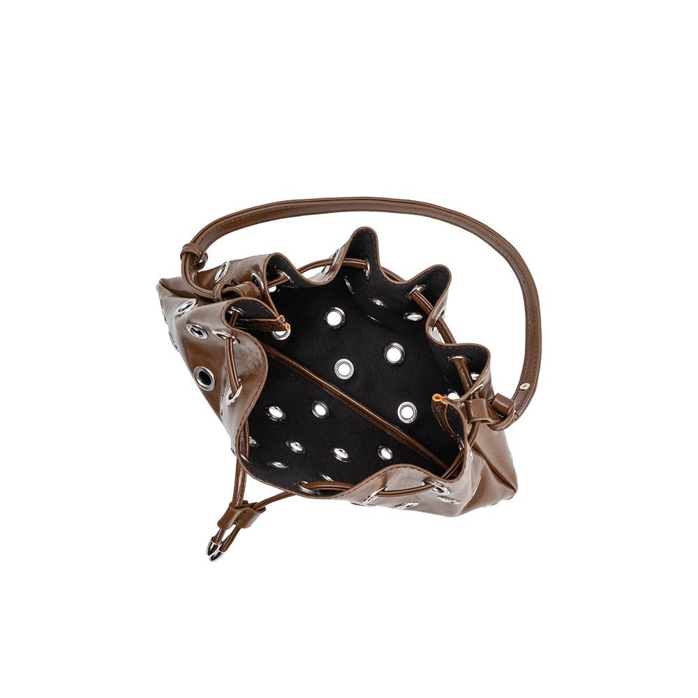 Paloma Chocolate Grommet Crossbody Bag