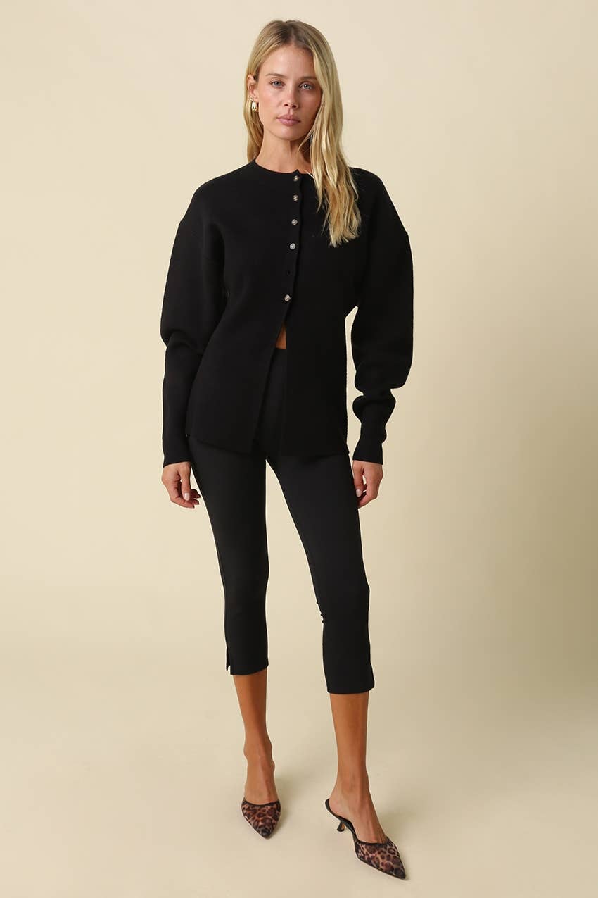 Goldie Button Front Peplum Sweater