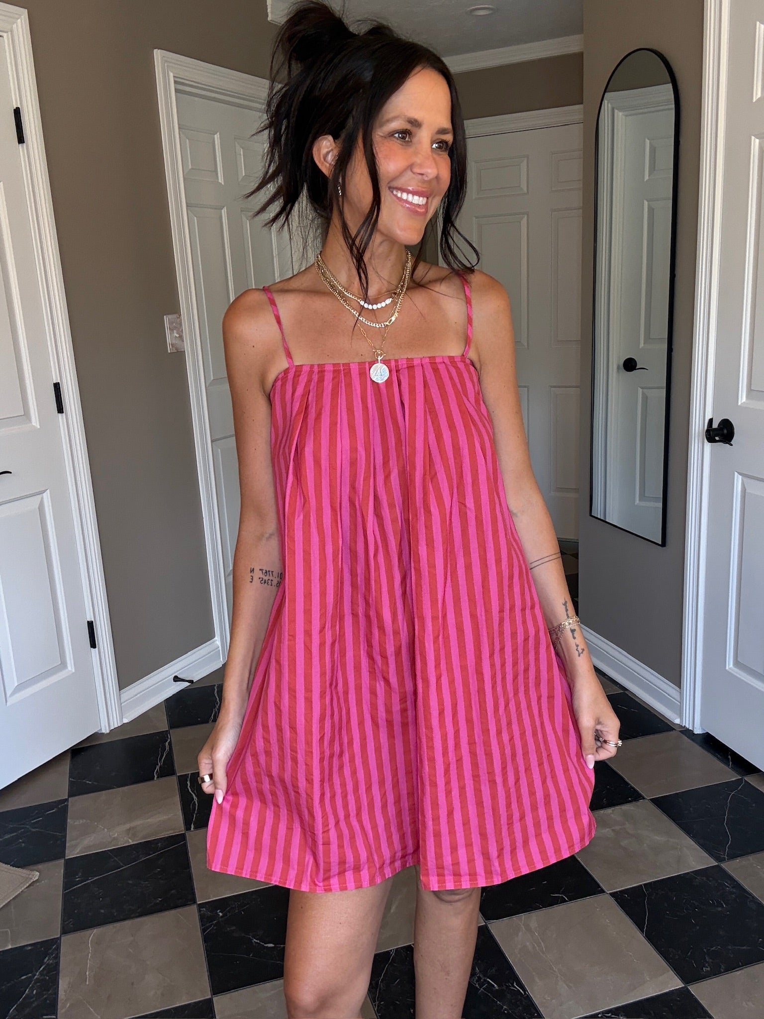 Candy Striped Mini Dress