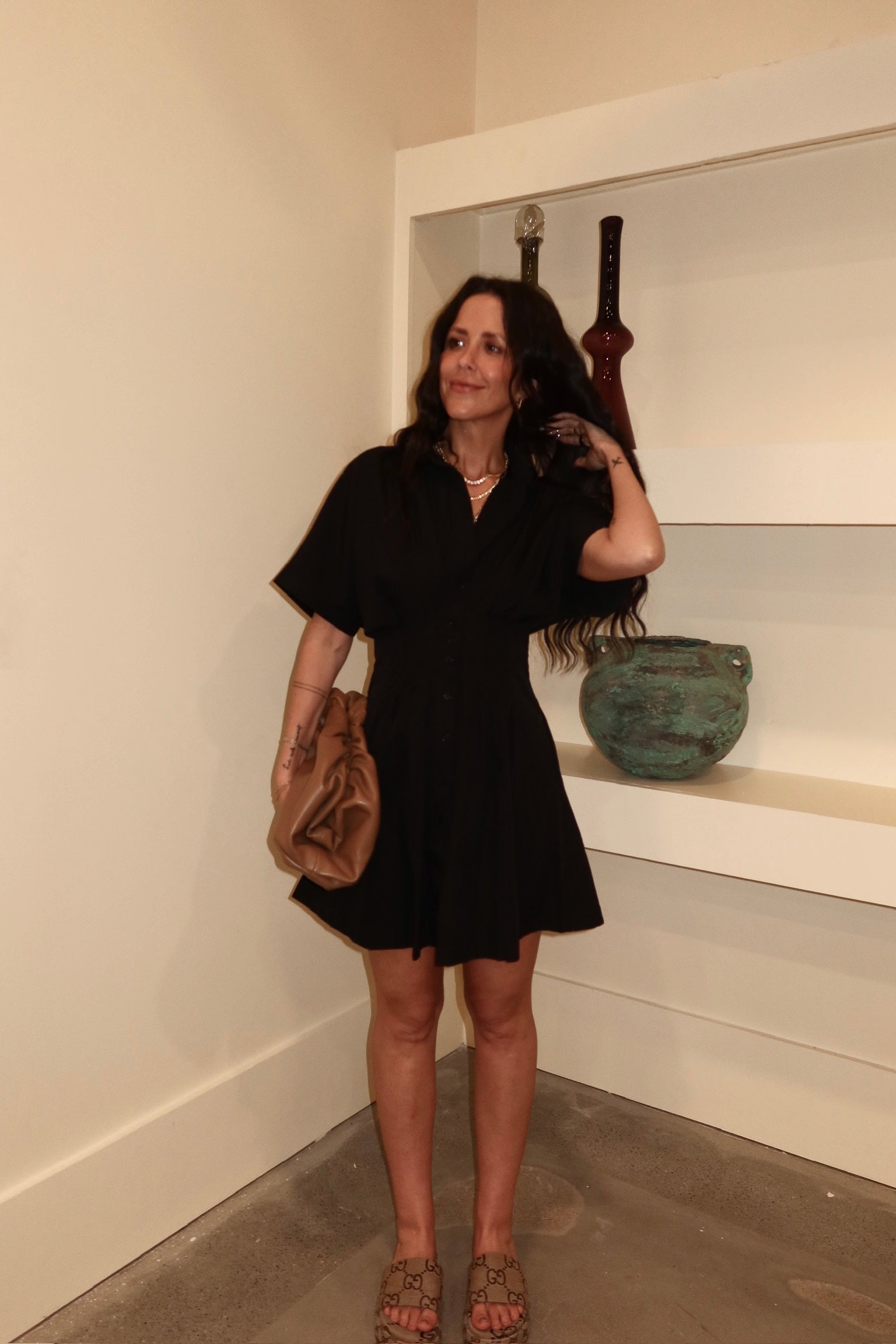 Pintuck Shirt Dress