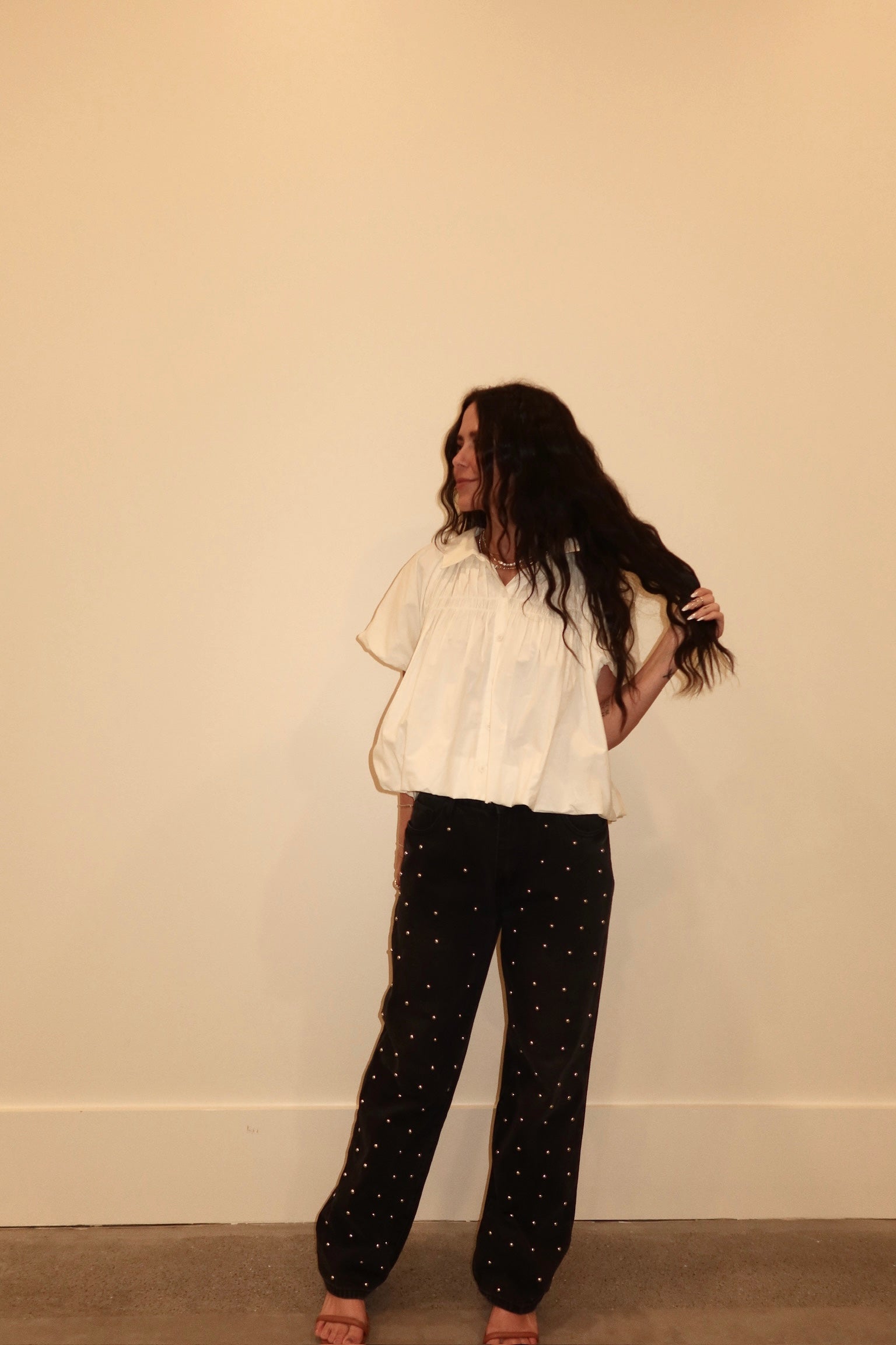 Smocked Puff Sleeve Blouse