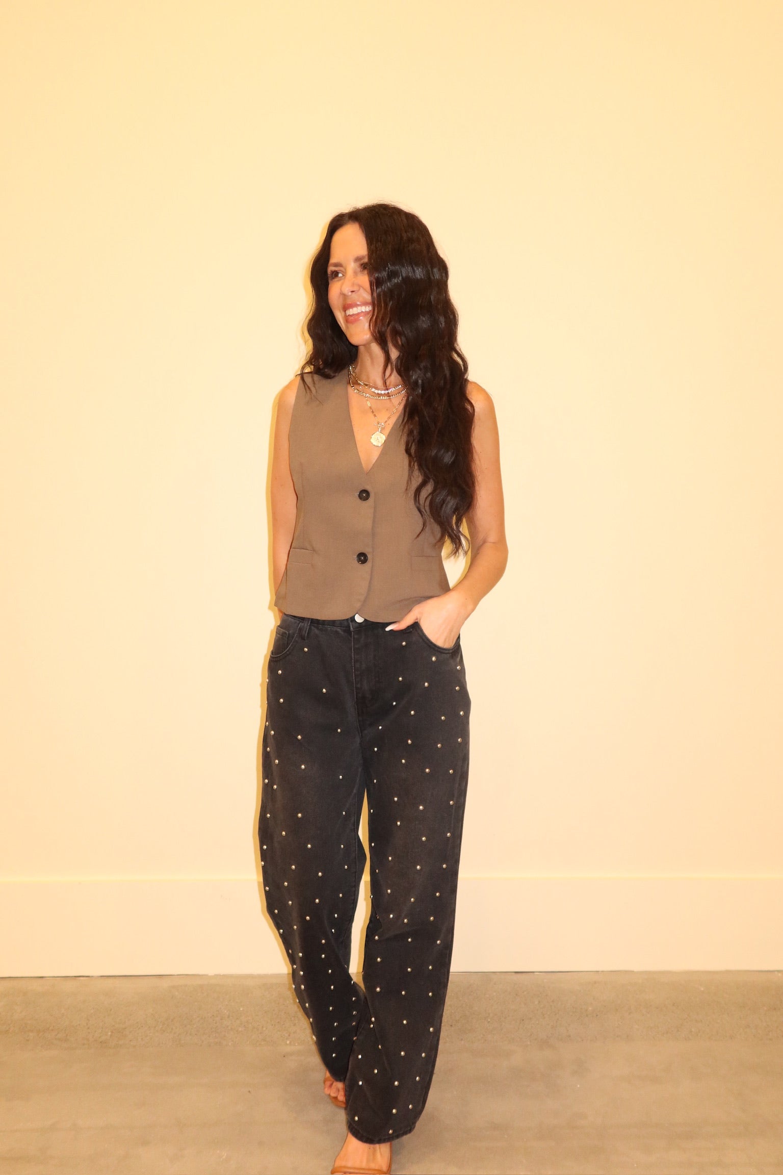 Studded Straight Leg Denim