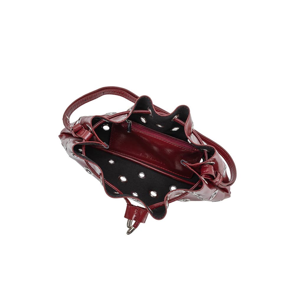 Paloma Burgundy Grommet Crossbody Bag