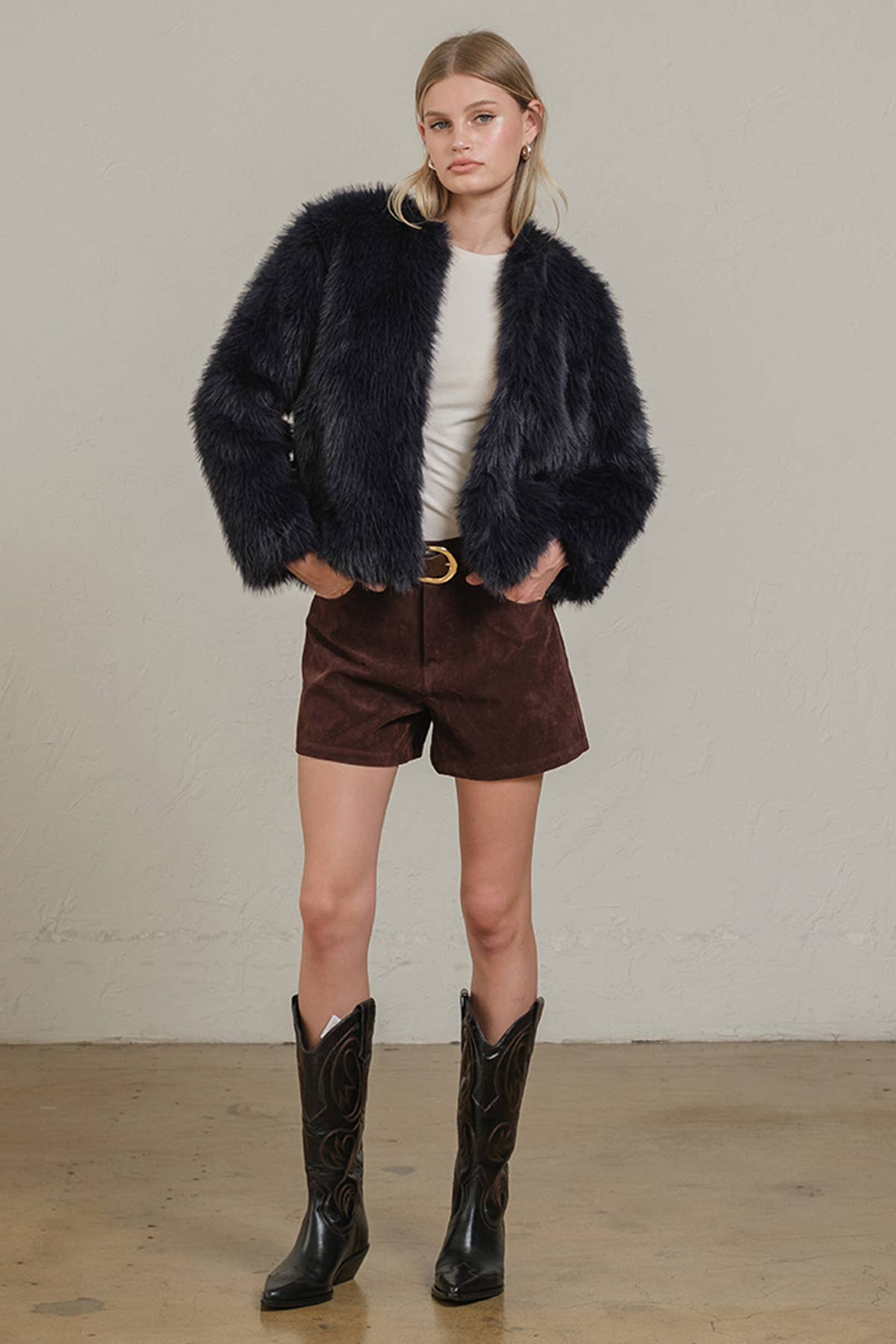 Suede High-Rise Shorts