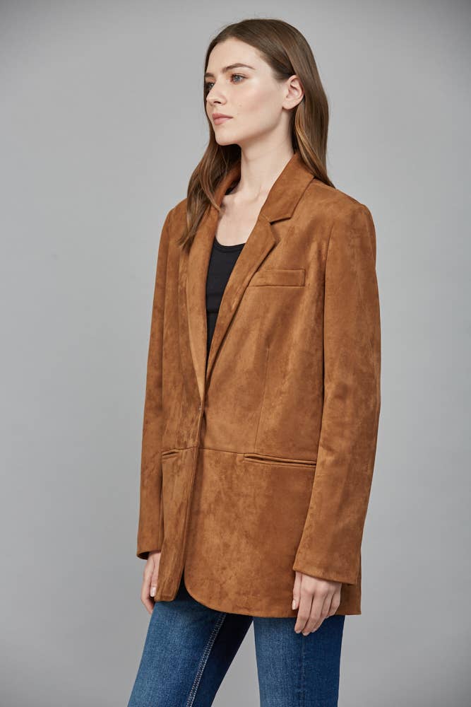 FAUX SUEDE RELAXED FIT BLAZER