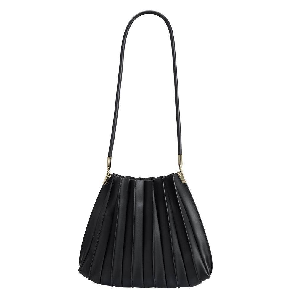 Carrie Textured Shoulder Bag in Black
