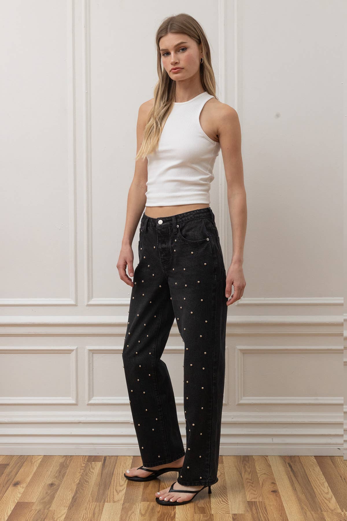 Studded Straight Leg Denim
