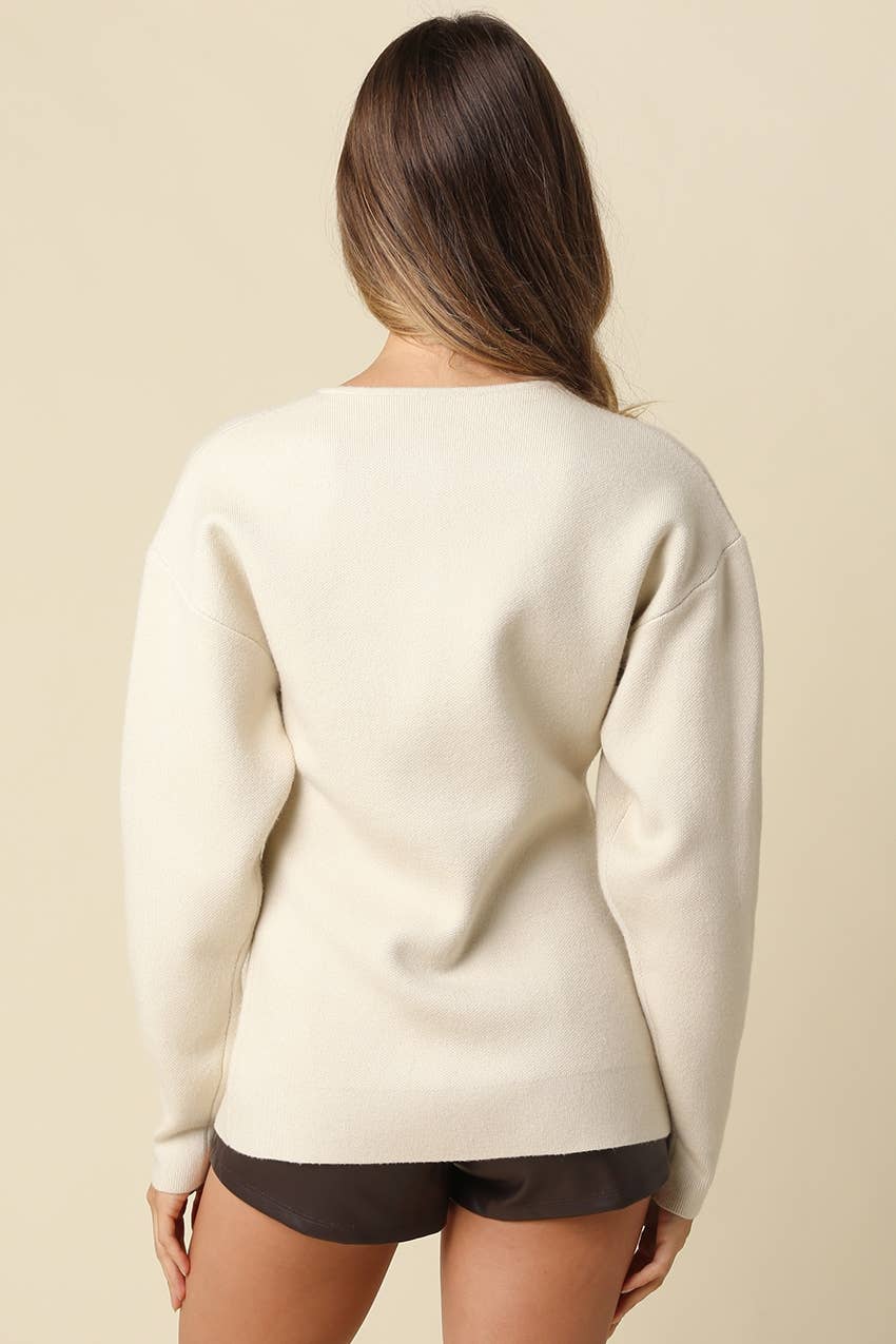 Goldie Button Front Peplum Sweater