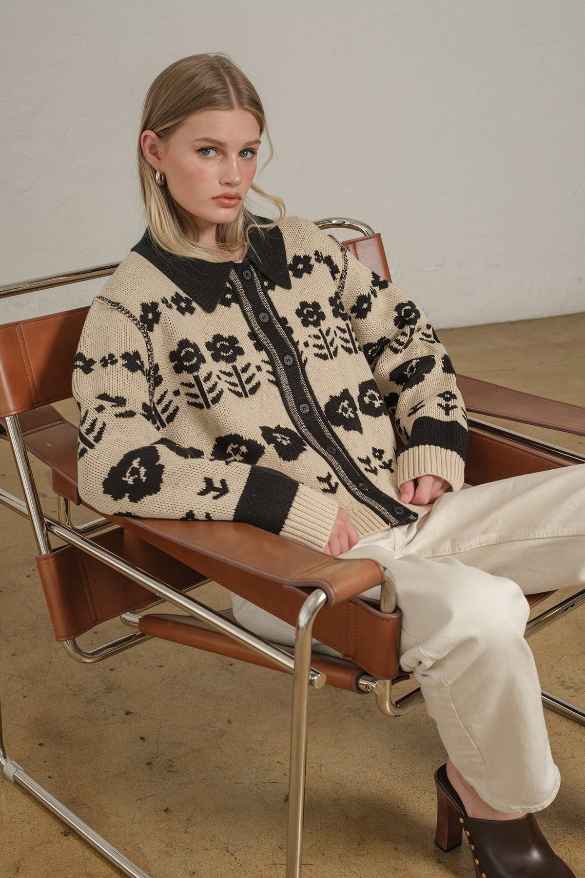 Floral Jacquard Knit Cardigan