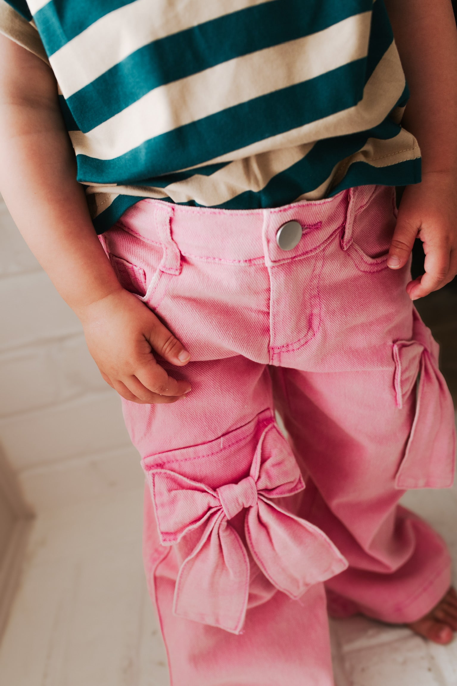 Mini Dutch | Pink Bow Girls Denim Pants