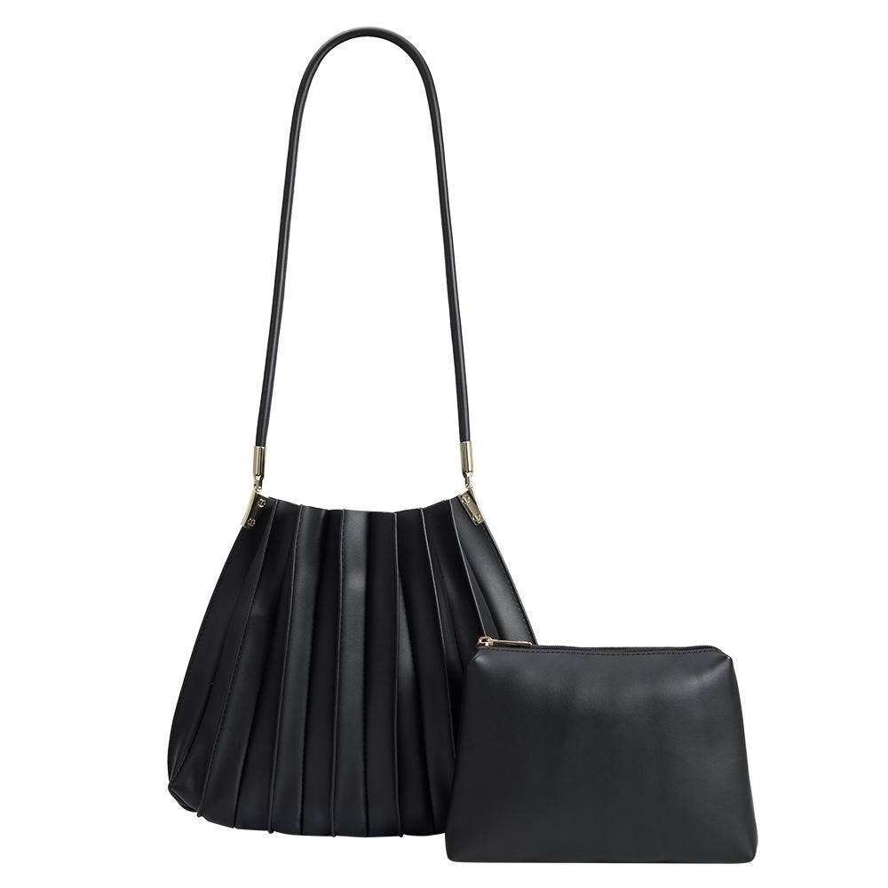 Carrie Textured Shoulder Bag in Black