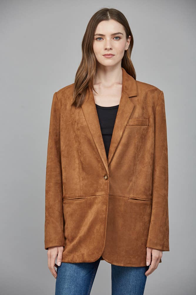 FAUX SUEDE RELAXED FIT BLAZER