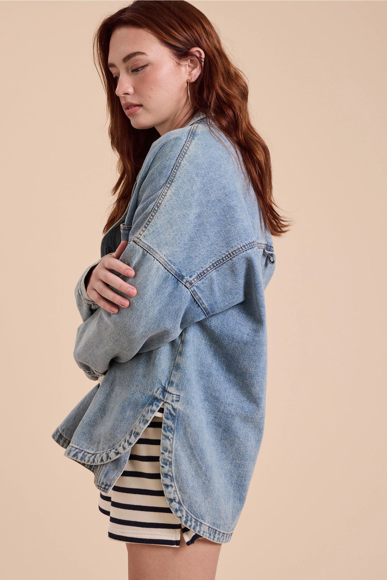 Meg Shacket in Light Denim image 2