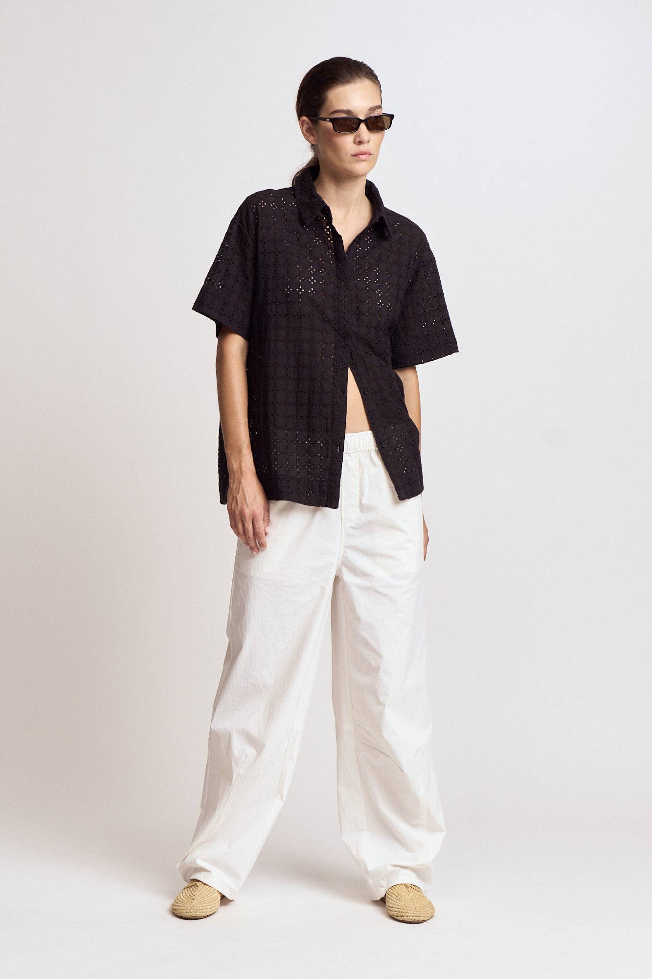 SQUARE EYELET SHIRT