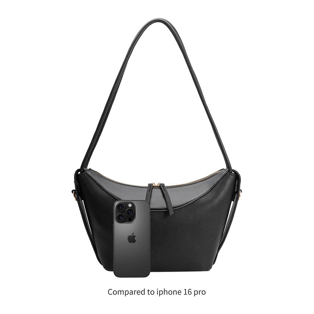 Wesley Black Recycled Vegan Leather Shoulder Bag
