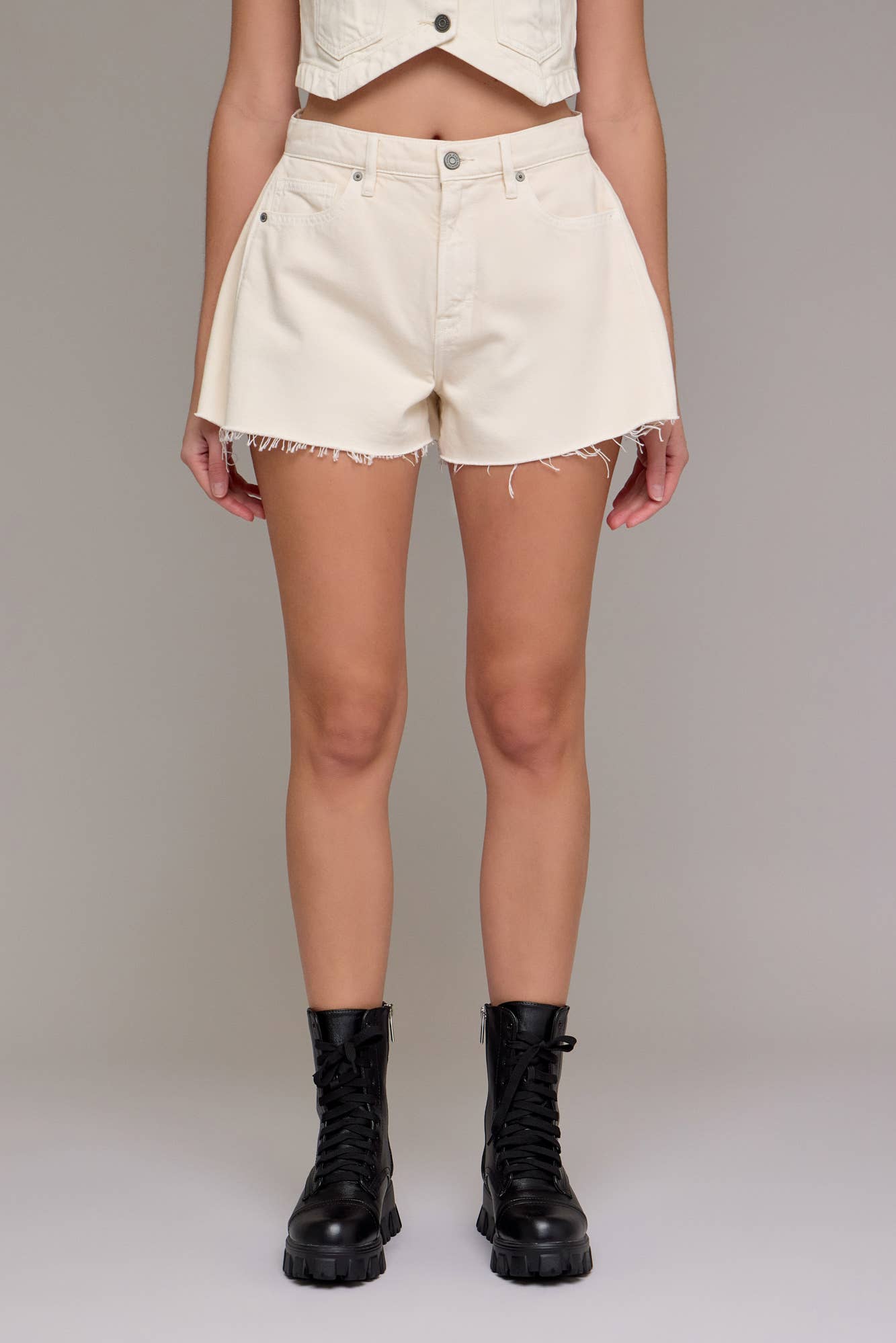 Ecru Wash 3" Inseam High Rise A-Line Short