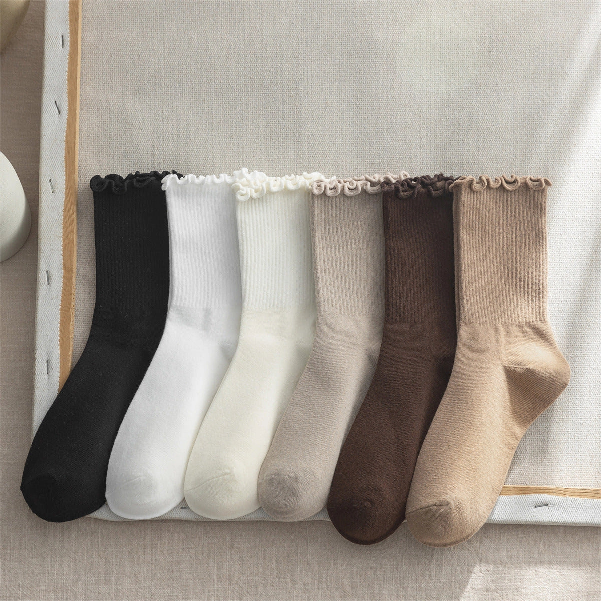 DG Flounce Socks in Beige image 2