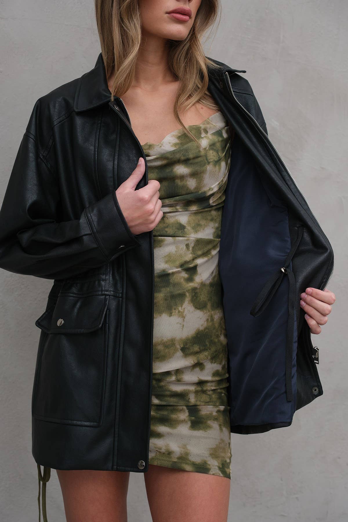 Shell Faux Leather Safari Jacket