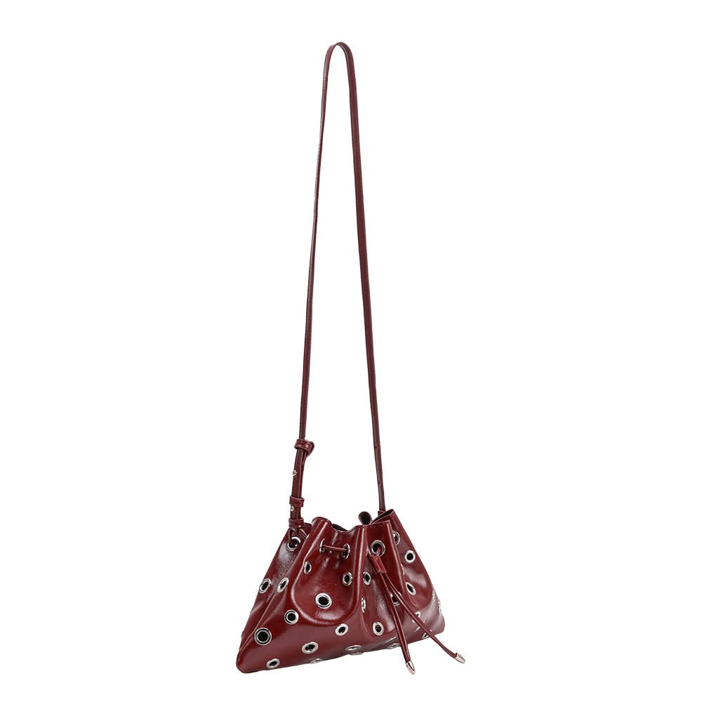 Paloma Burgundy Grommet Crossbody Bag