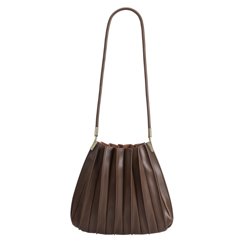 Carrie Textured Shoulder Bag in Chocolate