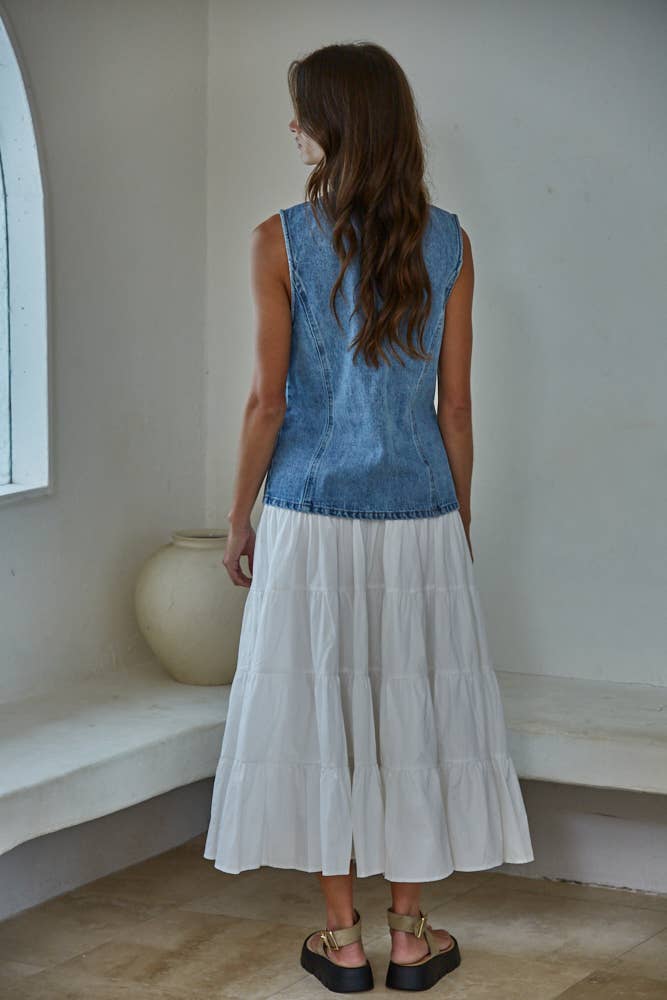 Elle Denim Button Down Top