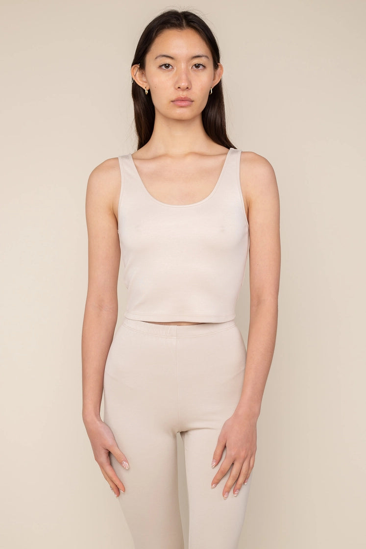 Chloe Scoop Neck Tank in Cream image 0