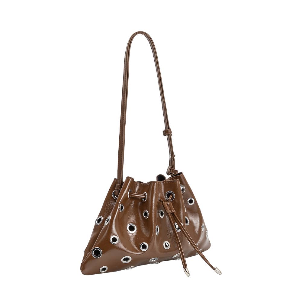 Paloma Chocolate Grommet Crossbody Bag