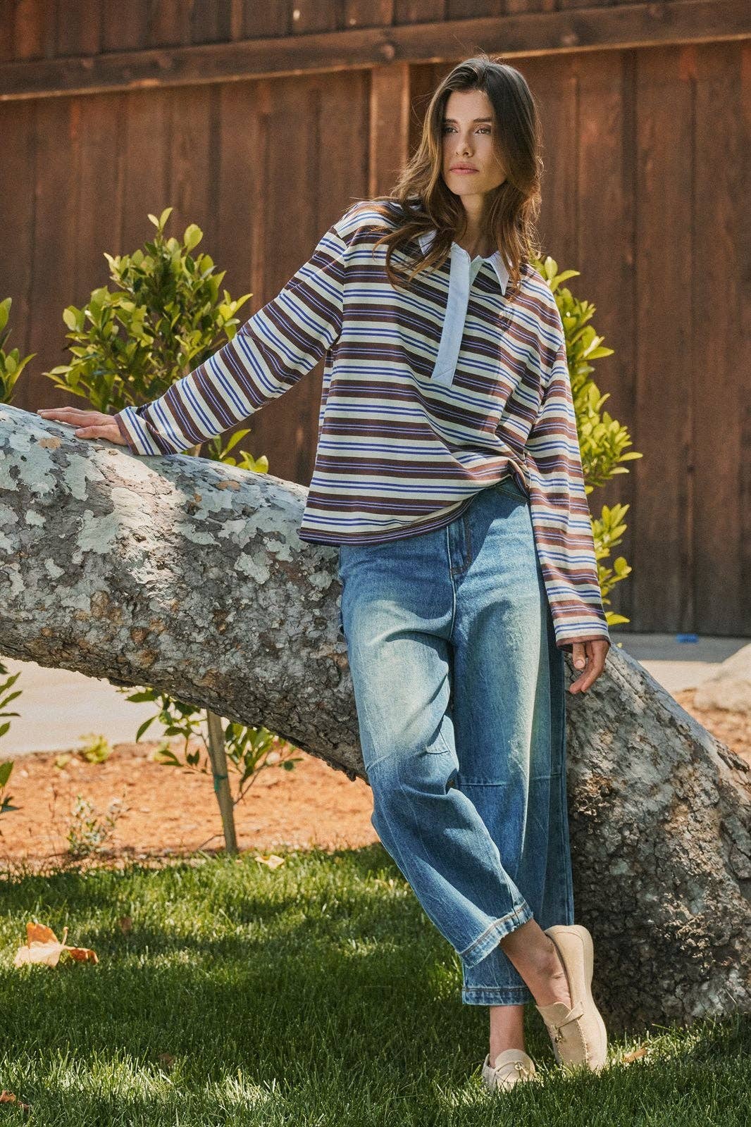 Rae Striped Rugby Polo